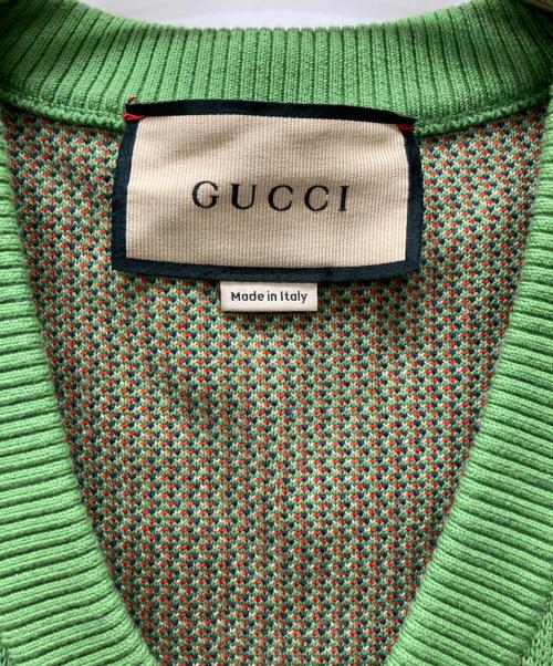 GUCCI（グッチ）GUCCI (グッチ) アーガイルニットベスト グリーン サイズ:Sの古着・服飾アイテム