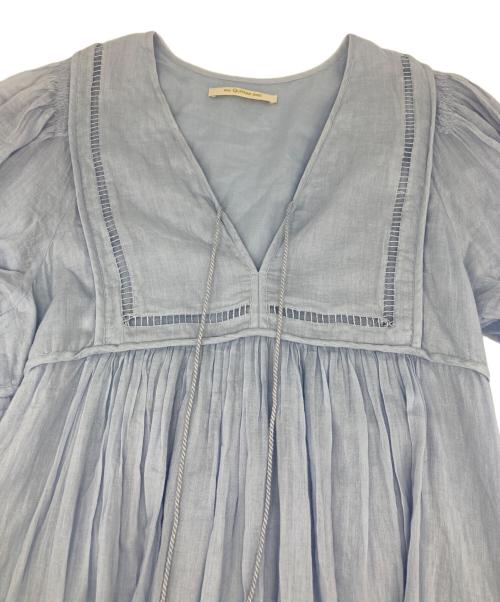 ne quittez pas（ヌキテパ）ne quittez pas (ヌキテパ) COTTON VOILE GATHER DRESS ブルー サイズ:Ｓの古着・服飾アイテム