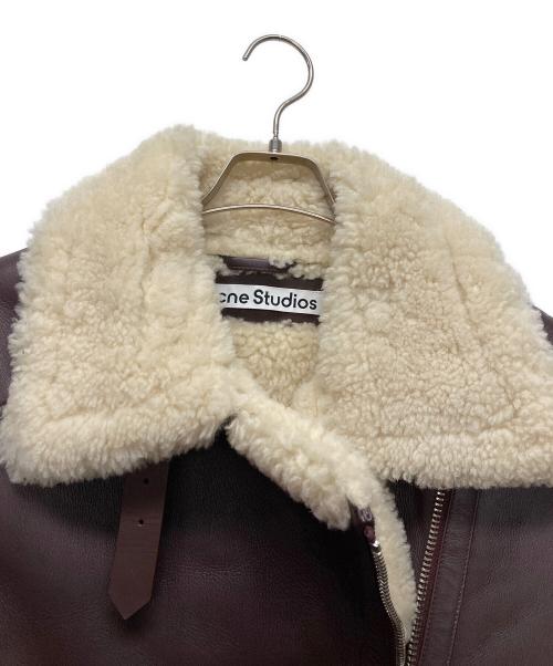Acne studios（アクネ ストゥディオス）Acne studios (アクネ ストゥディオス) Velocite ムートン ライダースジャケット ブラウン サイズ:38の古着・服飾アイテム