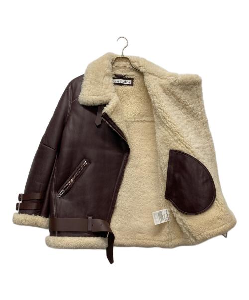 Acne studios（アクネ ストゥディオス）Acne studios (アクネ ストゥディオス) Velocite ムートン ライダースジャケット ブラウン サイズ:38の古着・服飾アイテム