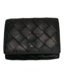BOTTEGA VENETA（ボッテガベネタ）の古着「3つ折りイントレチャートコンパクトウォレット」｜ブラック