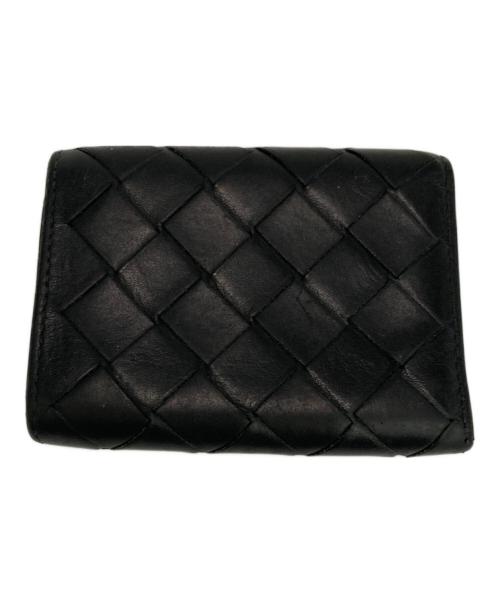 BOTTEGA VENETA（ボッテガベネタ）BOTTEGA VENETA (ボッテガベネタ) 3つ折りイントレチャートコンパクトウォレット ブラックの古着・服飾アイテム