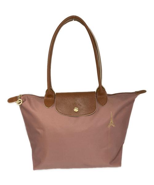 LONGCHAMP（ロンシャン）LONGCHAMP (ロンシャン) エッフェル塔刺繍プリアージュ ピンクの古着・服飾アイテム
