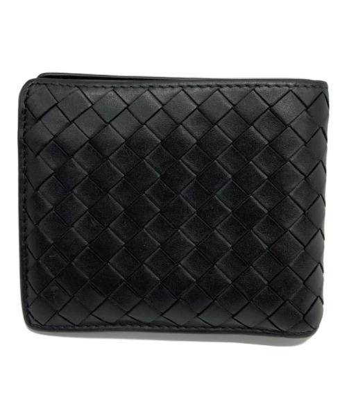 BOTTEGA VENETA（ボッテガベネタ）BOTTEGA VENETA (ボッテガベネタ) イントレチャート2つ折り財布 ブラックの古着・服飾アイテム