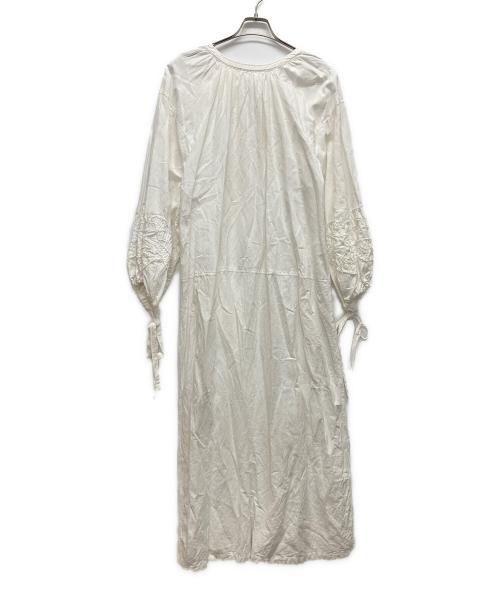 sara mallika（サラマリカ）sara mallika (サラマリカ) COTTON-LINEN PATCH DRESS ホワイト サイズ:FREEの古着・服飾アイテム