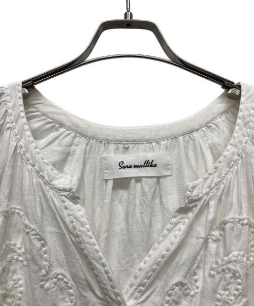 sara mallika（サラマリカ）sara mallika (サラマリカ) COTTON-LINEN PATCH DRESS ホワイト サイズ:FREEの古着・服飾アイテム