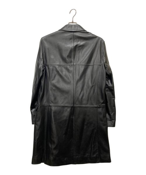 BURBERRY BLACK LABEL（バーバリーブラックレーベル）BURBERRY BLACK LABEL (バーバリーブラックレーベル) ラムレザーコート ブラック サイズ:Ｍの古着・服飾アイテム