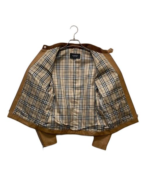 BURBERRY BLACK LABEL（バーバリーブラックレーベル）BURBERRY BLACK LABEL (バーバリーブラックレーベル) ノバチェック柄レザージャケット ブラウン サイズ:Ｍの古着・服飾アイテム