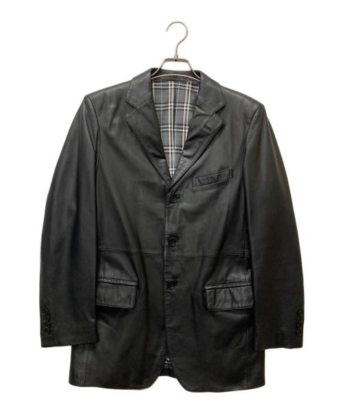 BURBERRY BLACK LABEL（バーバリーブラックレーベル）BURBERRY BLACK LABEL (バーバリーブラックレーベル) ゴートレザーレザージャケット ブラック サイズ:Ｍの古着・服飾アイテム