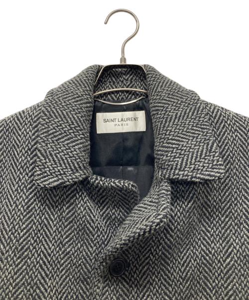 Saint Laurent Paris（サンローランパリ）Saint Laurent Paris (サンローランパリ) ヘリンボーンコート グレー サイズ:50の古着・服飾アイテム