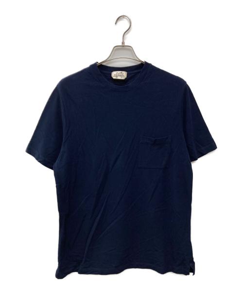 HERMES（エルメス）HERMES (エルメス) H刺繍コットンTシャツ ネイビー サイズ:ＸＬの古着・服飾アイテム