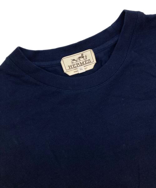 HERMES（エルメス）HERMES (エルメス) H刺繍コットンTシャツ ネイビー サイズ:ＸＬの古着・服飾アイテム