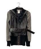 GIVENCHYジバンシィ）の古着「レザーツイード切替えジャケット」｜ブラウン