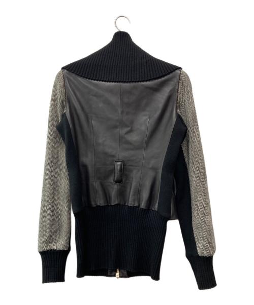 GIVENCHY（ジバンシィ）GIVENCHY (ジバンシィ) レザーツイード切替えジャケット ブラウン サイズ:40の古着・服飾アイテム