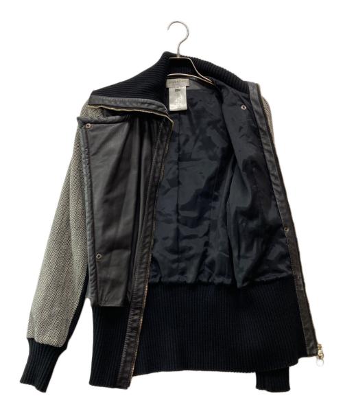 GIVENCHY（ジバンシィ）GIVENCHY (ジバンシィ) レザーツイード切替えジャケット ブラウン サイズ:40の古着・服飾アイテム