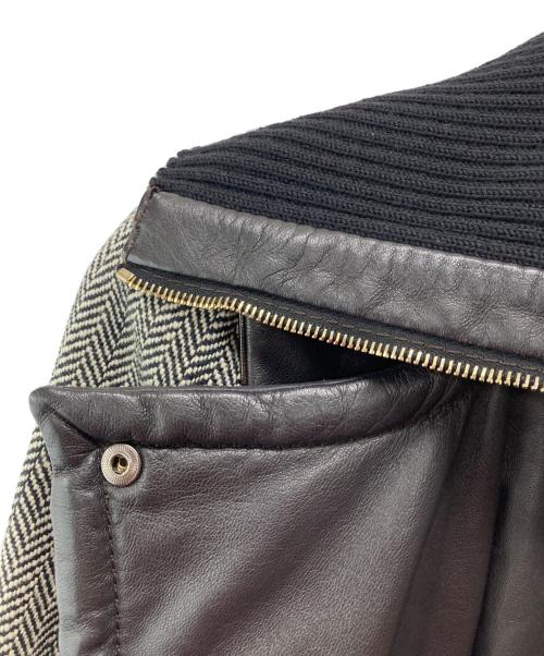 GIVENCHY（ジバンシィ）GIVENCHY (ジバンシィ) レザーツイード切替えジャケット ブラウン サイズ:40の古着・服飾アイテム