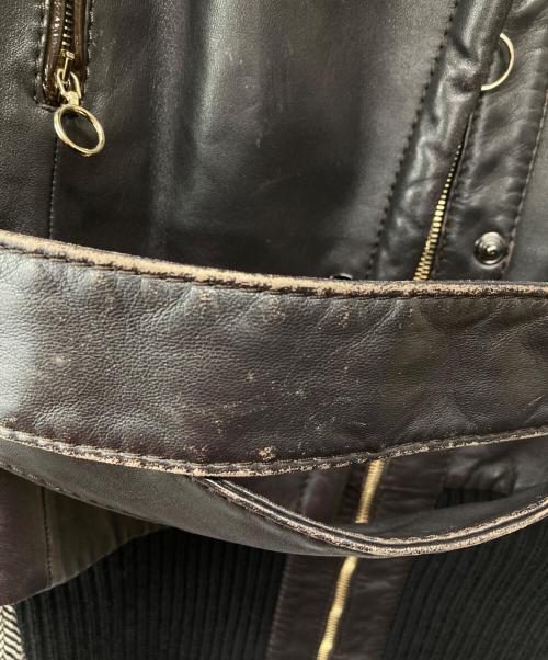 GIVENCHY（ジバンシィ）GIVENCHY (ジバンシィ) レザーツイード切替えジャケット ブラウン サイズ:40の古着・服飾アイテム