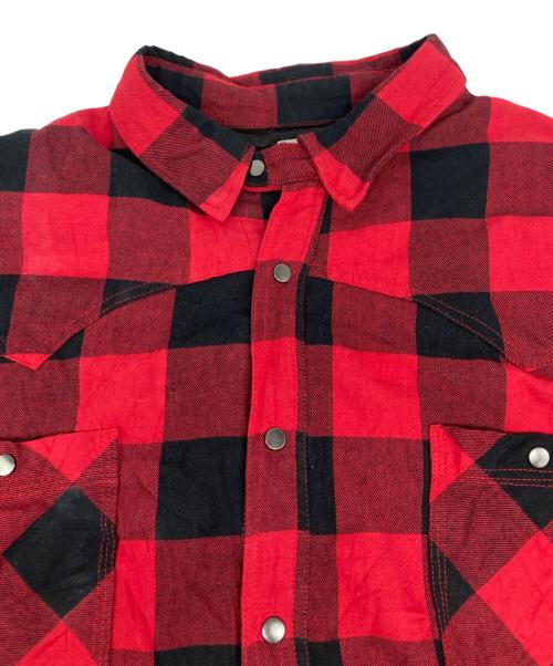 MAPO（MAPO）MAPO (MAPO) マリア刺繍バッファローチェックシャツブルゾン レッド サイズ:XLの古着・服飾アイテム