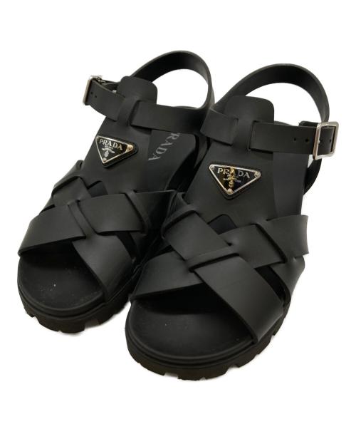 PRADA（プラダ）PRADA (プラダ) ラバークロスサンダル PRADA ブラック サイズ:9の古着・服飾アイテム