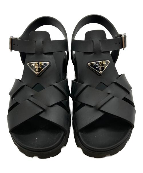 PRADA（プラダ）PRADA (プラダ) ラバークロスサンダル PRADA ブラック サイズ:9の古着・服飾アイテム