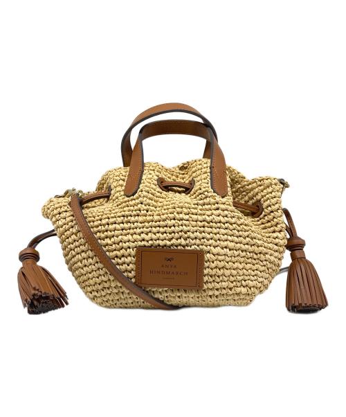 ANYA HINDMARCH（アニヤ・ハインドマーチ）ANYA HINDMARCH (アニヤ・ハインドマーチ) Small drawstring tote ベージュの古着・服飾アイテム