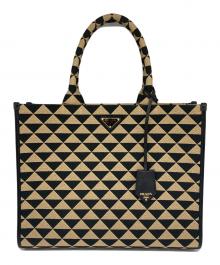 PRADA（プラダ）の古着「Symbole Embroidered Tote Bag」｜ベージュ×ブラック