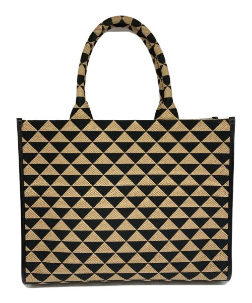 PRADA（プラダ）PRADA (プラダ) Symbole Embroidered Tote Bag ベージュ×ブラックの古着・服飾アイテム