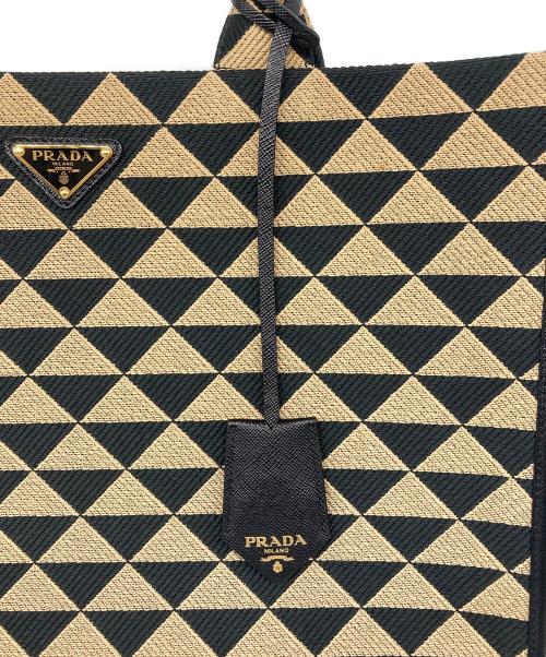 PRADA（プラダ）PRADA (プラダ) Symbole Embroidered Tote Bag ベージュ×ブラックの古着・服飾アイテム