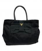 PRADAプラダ）の古着「リボンナイロントートバッグ」｜ブラック
