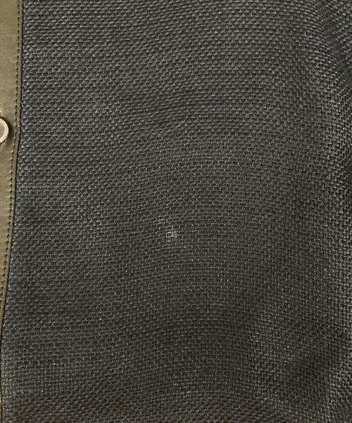 ISAMU KATAYAMA BACKLASH（イサムカタヤマ・バックラッシュ）ISAMU KATAYAMA BACKLASH (イサムカタヤマ・バックラッシュ) カウレザー 切替 リネン ノーカラージャケット ブラック サイズ:Lの古着・服飾アイテム