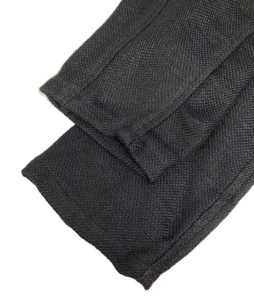 ISAMU KATAYAMA BACKLASH（イサムカタヤマ・バックラッシュ）ISAMU KATAYAMA BACKLASH (イサムカタヤマ・バックラッシュ) カウレザー 切替 リネン ノーカラージャケット ブラック サイズ:Lの古着・服飾アイテム