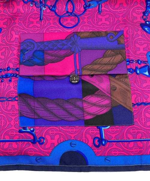 HERMES（エルメス）HERMES (エルメス) プティアッシュシルクトート レッド×ブルーの古着・服飾アイテム