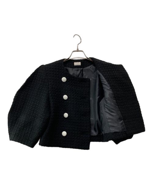 cygne（シーニュ）cygne (シーニュ) コットンツイードジャケット ブラックの古着・服飾アイテム