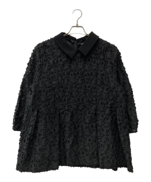 23区（ニジュウサンク）23区 (ニジュウサンク) Very Rolly (ベリーローリー) ボタニカル カットジャカード ブラウス ブラック サイズ:48の古着・服飾アイテム