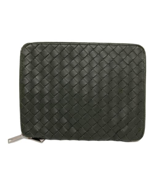 BOTTEGA VENETA（ボッテガベネタ）BOTTEGA VENETA (ボッテガベネタ) イントレチャート ラウンドファスナー ドキュメントケース グリーンの古着・服飾アイテム