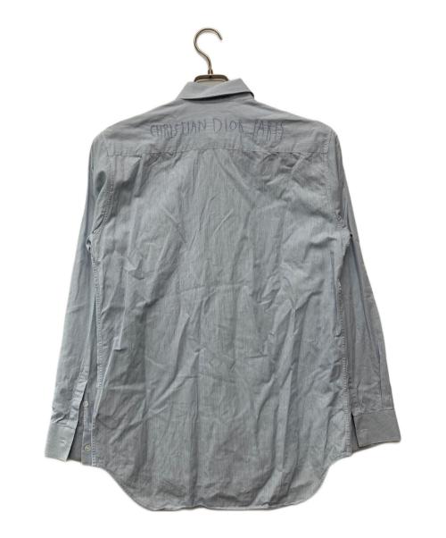 DIOR HOMME（ディオール オム）Dior Homme (ディオール オム) Raymond Pettibon (レイモンド・ペティボン) ストライプシャツ ブルー サイズ:39の古着・服飾アイテム