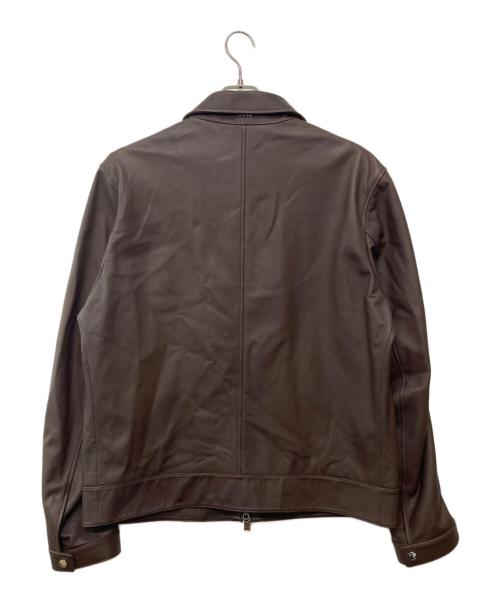 HUGO BOSS（ヒューゴ ボス）HUGO BOSS (ヒューゴ ボス) ラムレザージャケット/	Mapson3 ブラウン サイズ:54の古着・服飾アイテム