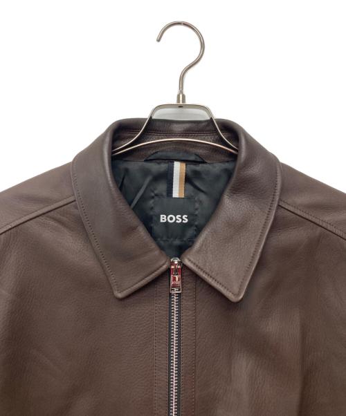 HUGO BOSS（ヒューゴ ボス）HUGO BOSS (ヒューゴ ボス) ラムレザージャケット/	Mapson3 ブラウン サイズ:54の古着・服飾アイテム