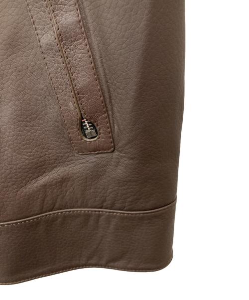 HUGO BOSS（ヒューゴ ボス）HUGO BOSS (ヒューゴ ボス) ラムレザージャケット/	Mapson3 ブラウン サイズ:54の古着・服飾アイテム