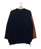 s'yteサイト）の古着「23AW PULLOVER KNIT WITH COLOR-SWITCHED DESIGN ON ONE SLEEVE」｜ネイビー×ブラウン