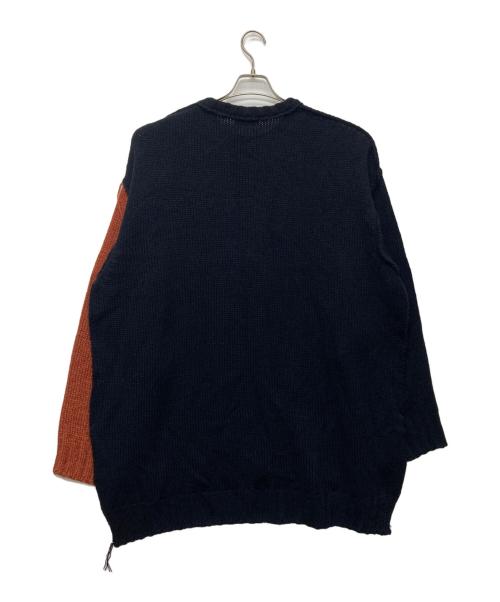 s'yte（サイト）s'yte (サイト) 23AW PULLOVER KNIT WITH COLOR-SWITCHED DESIGN ON ONE SLEEVE ネイビー×ブラウン サイズ:3の古着・服飾アイテム