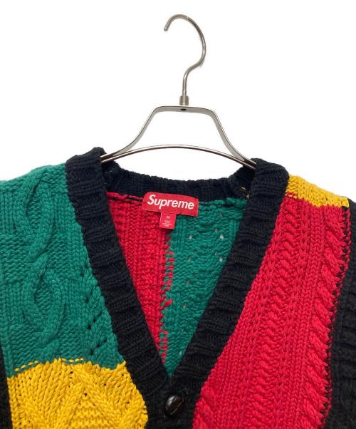 SUPREME（シュプリーム）Supreme (シュプリーム) 23aw Patchwork Cable Knit Cardigan マルチカラー サイズ:Mの古着・服飾アイテム