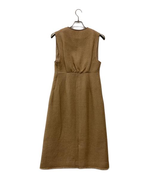 BALLSEY（ボールジィ）BALLSEY (ボールジィ) ワッフルツイード キーネックワンピース ベージュ サイズ:36の古着・服飾アイテム