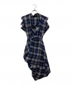 Vivienne Westwoodヴィヴィアンウエストウッド）の古着「ノースリーブチェックワンピース/S26CT0623」｜ネイビー