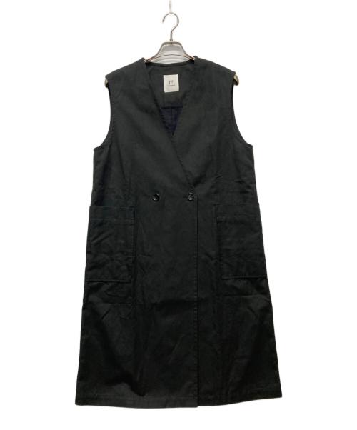 1er Arrondissement（プルミエ アロンディスモン）1er Arrondissement (プルミエ アロンディスモン) コットンヘンプツイルロングジレ/B1041AFV035 ブラック サイズ:38の古着・服飾アイテム