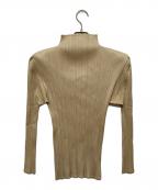 PLEATS PLEASEプリーツプリーズ）の古着「ハイネックプリーツカットソー」｜イエロー