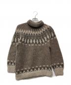 6(ROKU) BEAUTY&YOUTHロク ビューティーアンドユース）の古着「NORDIC ASYMMETRY TURTLE NECK KNIT」｜ベージュ