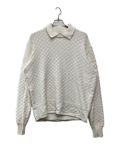 LOUIS VUITTON（ルイ ヴィトン）LOUIS VUITTON (ルイ ヴィトン) LVダミエウールブレンドプルオーバーニット ホワイト サイズ:Ｌの古着・服飾アイテム