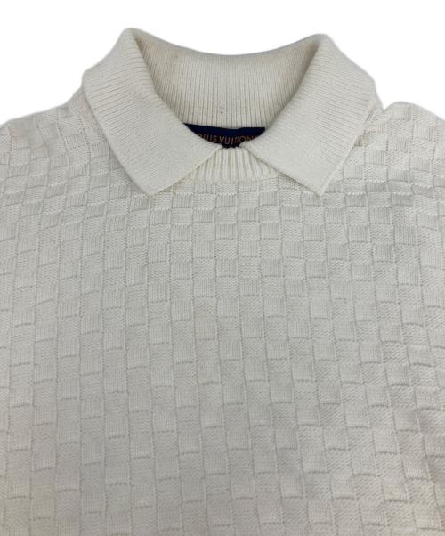 LOUIS VUITTON（ルイ ヴィトン）LOUIS VUITTON (ルイ ヴィトン) LVダミエウールブレンドプルオーバーニット ホワイト サイズ:Ｌの古着・服飾アイテム