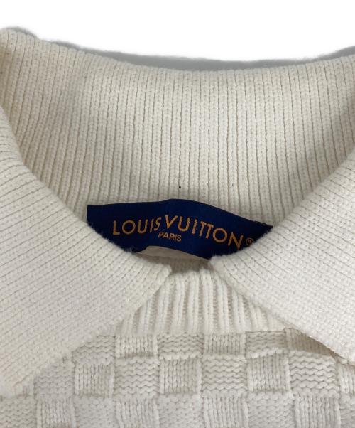 LOUIS VUITTON（ルイ ヴィトン）LOUIS VUITTON (ルイ ヴィトン) LVダミエウールブレンドプルオーバーニット ホワイト サイズ:Ｌの古着・服飾アイテム